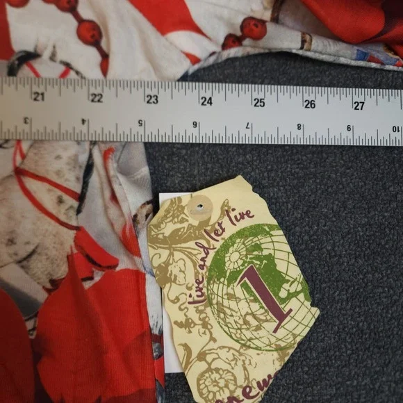 One World Womens 2X Christmas Poinsettia Nutcracker Print V Neck Tunic Top - Picture 3 of 9